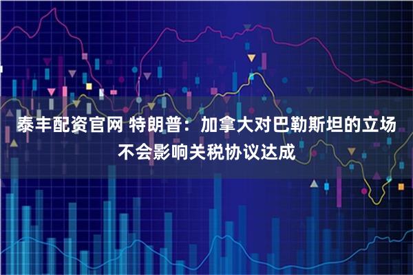 泰丰配资官网 特朗普：加拿大对巴勒斯坦的立场不会影响关税协议达成