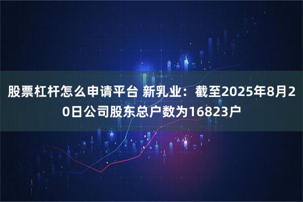股票杠杆怎么申请平台 新乳业：截至2025年8月20日公司股东总户数为16823户
