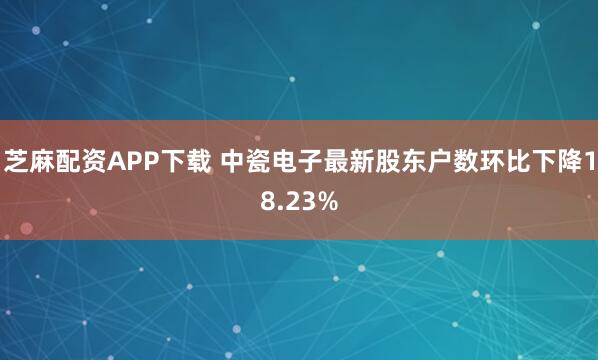 芝麻配资APP下载 中瓷电子最新股东户数环比下降18.23%